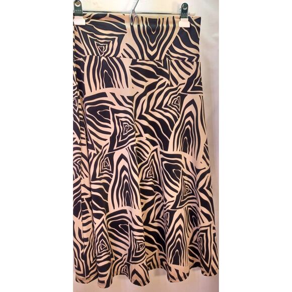 VTG LuLaRoe Maxi Skirt Black & Beige Abstract Print Fold-Over Waist Size Medium - Picture 3 of 6